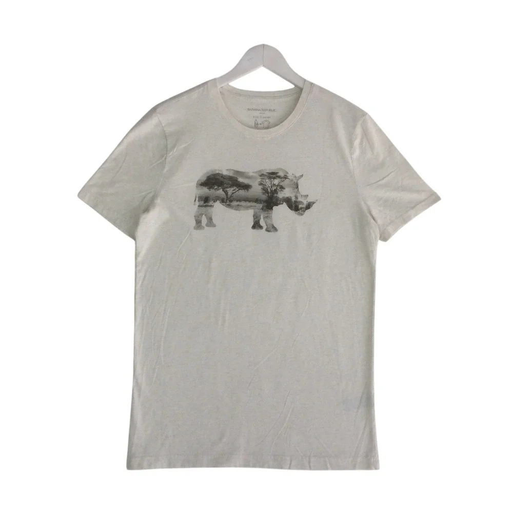 Banana Republic Mens Eco T-Shirt Rhino Graphic Savanna Cream Large Tall L TALL